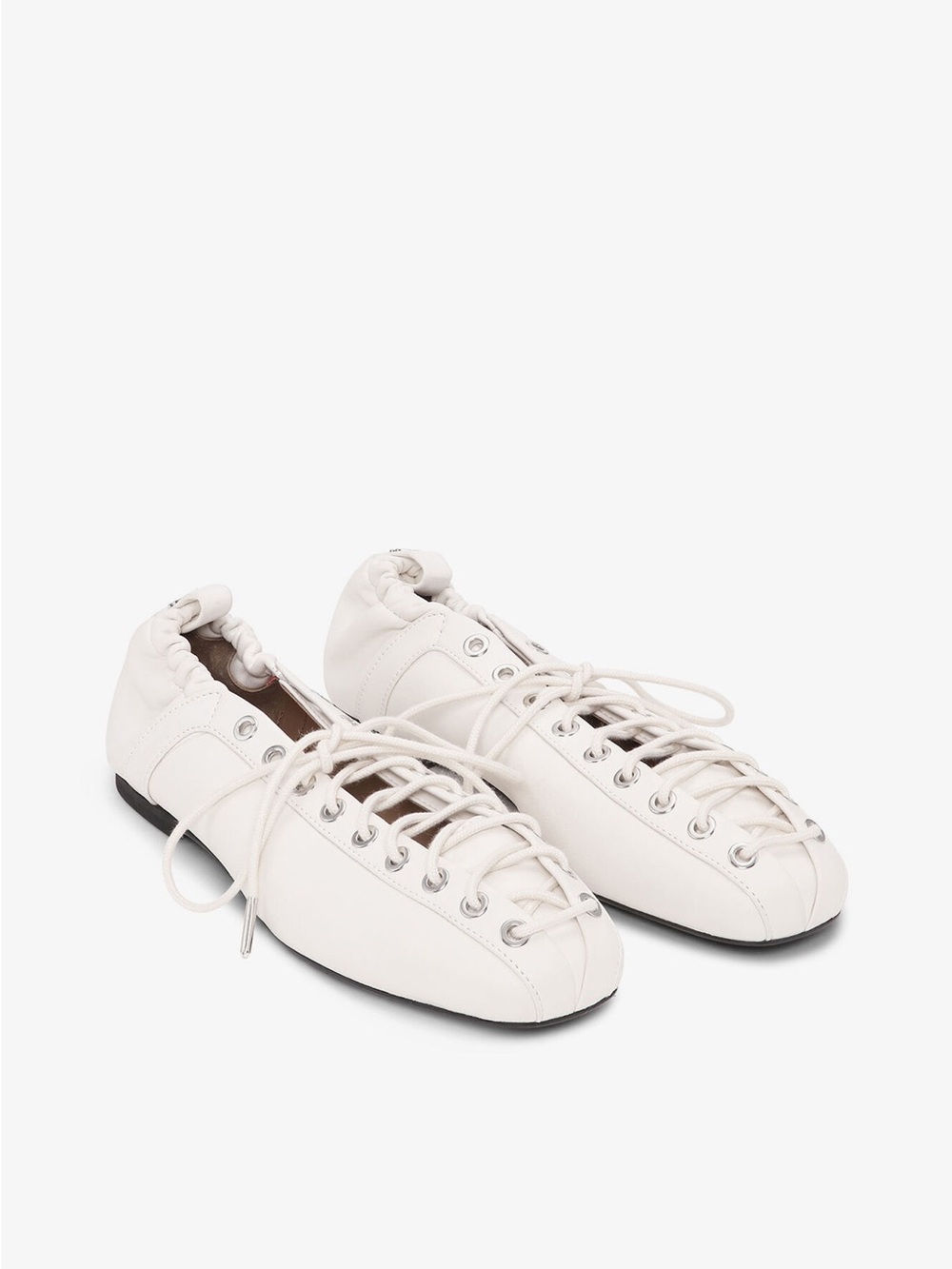 NWOT GANNI Lace-Up Ballerinas in Ivory Egret Eggshell White Chic Cool Sporty - Picture 1 of 13